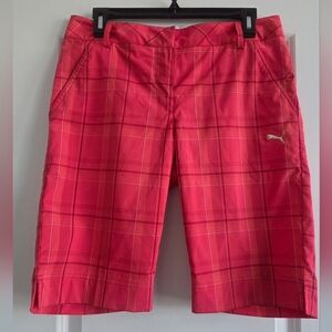 Puma Women's Orange & Pink Plaid Golf Bermuda Shorts Size 4